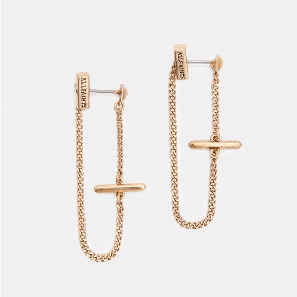 ALLSAINTS Talia Gold-Tone Toggle Earrings - Picture 3 of 9